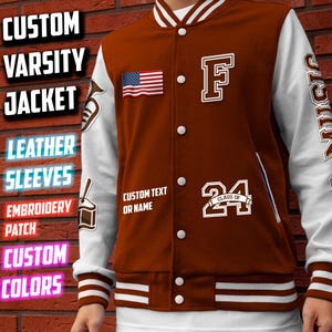 Custom Varsity Jacket For High School, Custom Embroidery Patch Graduation, Custom Name and Chenille Patch For Letterman Varsity Jacket