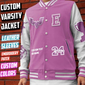 Custom Varsity Jacket For High School, Custom Embroidery Patch Graduation, Custom Name and Chenille Patch For Letterman Varsity Jacket