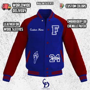 Custom Lettermen Varsity Jacket With Embroidery or Chenille Patches For Team Group