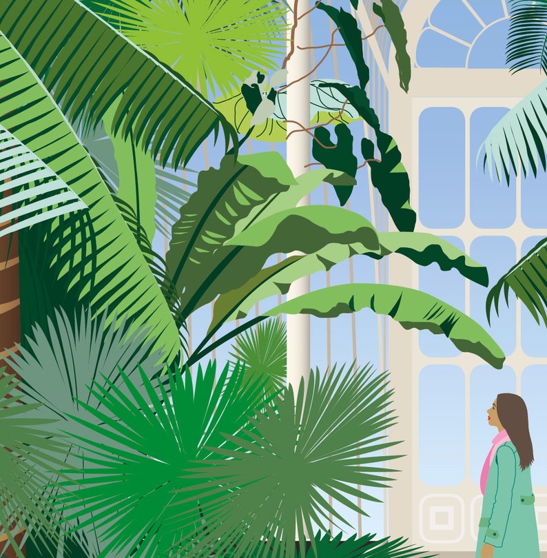 Kew Gardens Palm House London Retro Style Art Print image 4