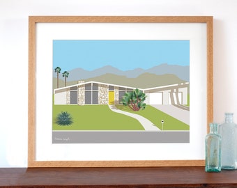 Palm Springs Mid-Century Modern Butterfly House Art Print