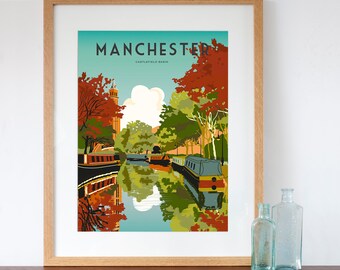 Manchester Castlefield Basin Retro Style Art Print