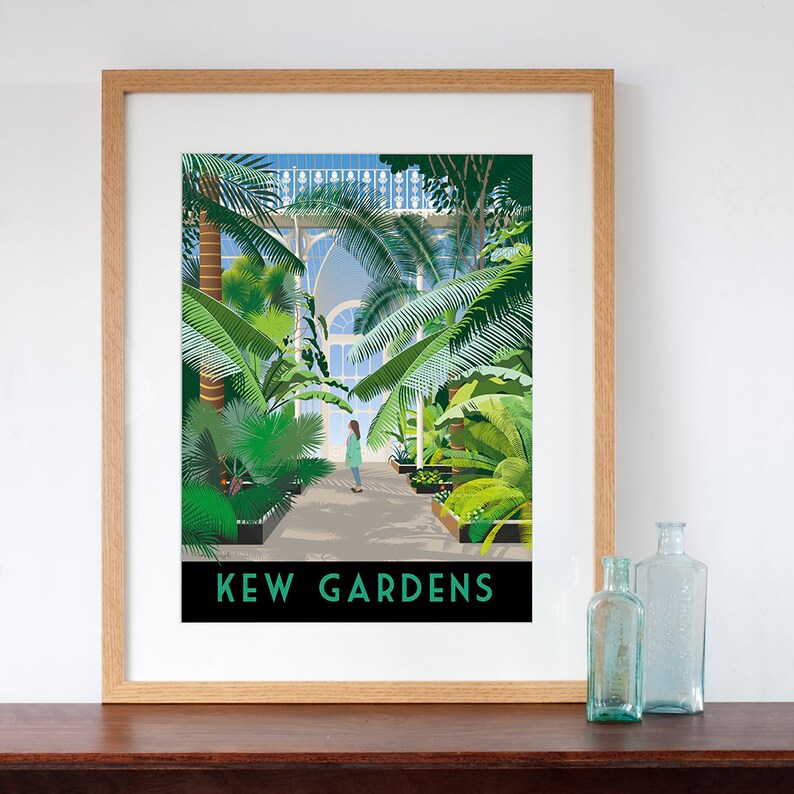 Kew Gardens Palm House London Retro Style Art Print image 1