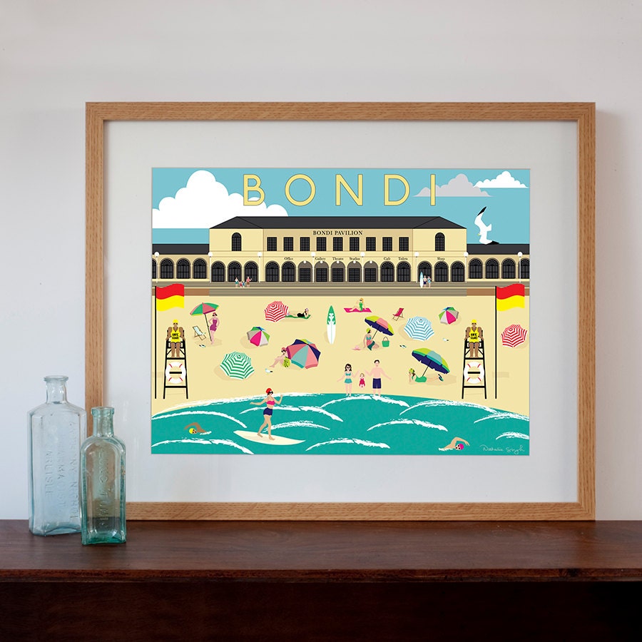 Bondi Beach Art Print , Shadow Box Frame , Large Framed Print , 40x60 ,  Australian Swimming Photography , Extra Large Wall Art , 100x150cm 