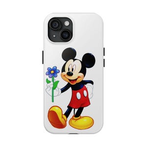 Custodia rigida per telefono di Topolino - Protezione resistente con motivo a cartoni animati, cover per telefono adatta ai bambini, regalo per i fan Disney, divertente motivo floreale