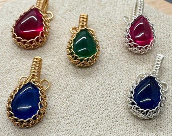 Wired Wrapped  Lab Grown Stone Pendants