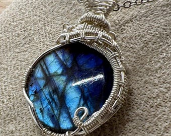 labradorite Wired Wrap Pendant
