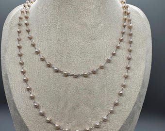 Satellite Pink Tone Freshwater Pearl s925 Silver Necklace
