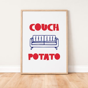 Couch Potato Poster – Lustiger Roter Typografie Print | Wohnzimmer Wandkunst