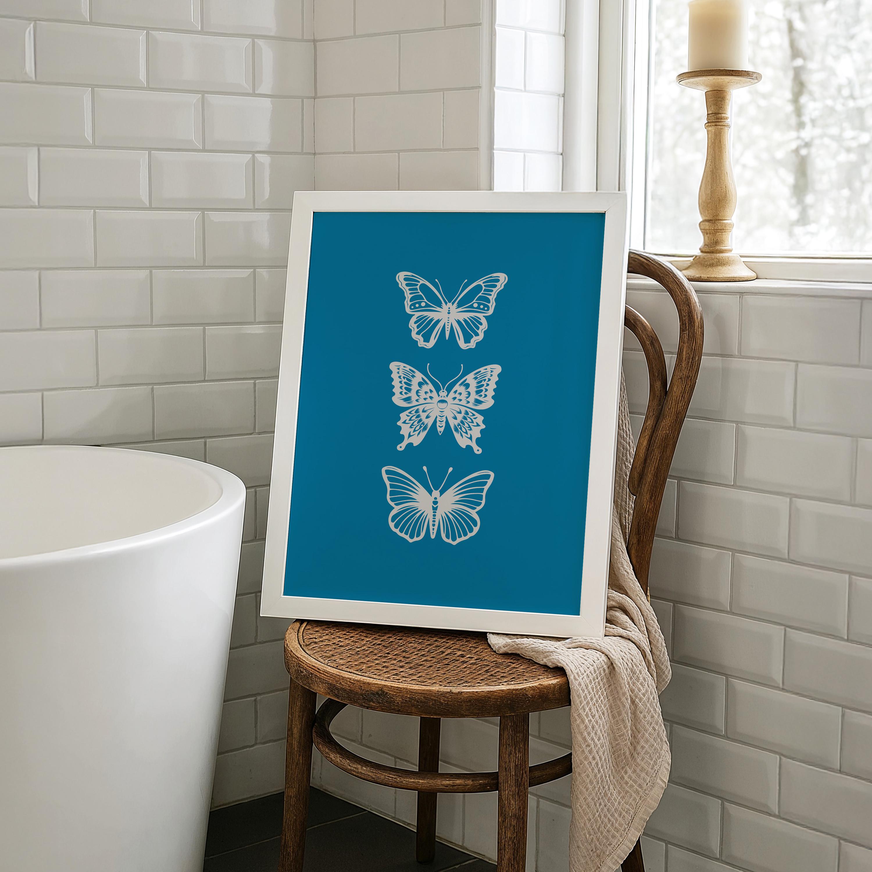 LoveHouse Leinwand-Druck „Blaue Iris“ – 3-teilig, Je 30x40 Cm, Mit Holzrahmen, Für Badezimmer & Wohnzimmer