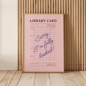 Bibliothekskarte Poster – Vintage Buchzitat Wandkunst in Rosa, Lese-Print