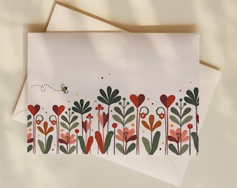 Cartes postales botaniques rétro – Lot de 10 | Illustration florale dessinée à la main sur papier A6