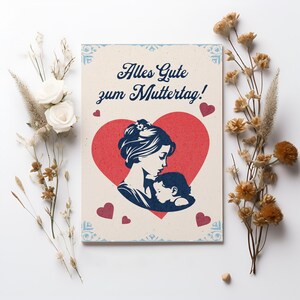 Tarjeta vintage para el Día de la Madre: elegante tarjeta de felicitación floral con sobre, formato A6, un regalo especial para mamá.