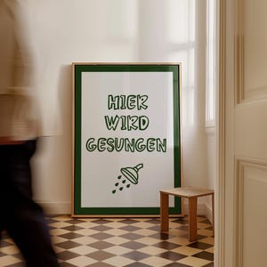 Poster "Qui si fa" - Divertente stampa da parete per bagno in stile tedesco con icona della doccia e citazione "Canta sotto la doccia"