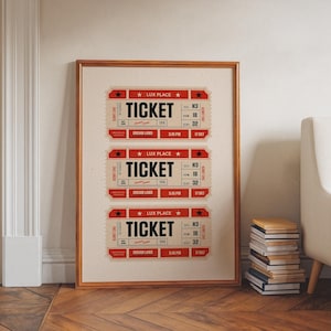 Kinokarte Poster – Vintage Filmplakat in Rot, Nostalgische Wandkunst für Heimkino, Studentenwohnung oder Bilderwand
