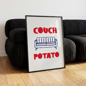 Couch Potato Poster – Funny Red Typography Print | Living Room Wall Art