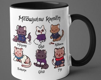 Meowjutsu Kaisen Coffee Mug 11oz Ceramic Mug Christmas Gift Ideal Gift Jujutsu Kaisen Anime Gift JJK Manga Anime Gojo Satoru