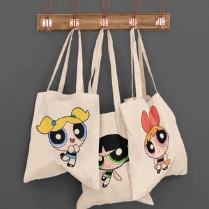 Bolsa de lona de algodón de Las Chicas Superpoderosas, Blossom, Buttercup y Bubbles, regalo de Navidad, regalo para ella, regalo de GhoulPower para amigos.