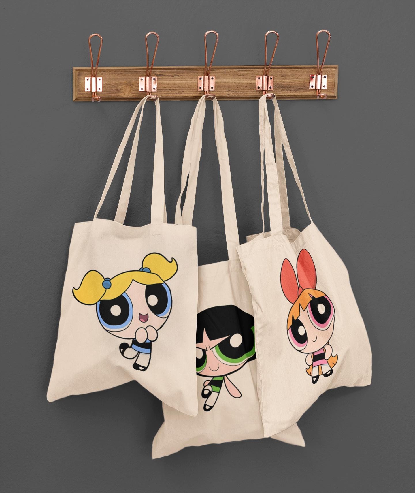 Powerpuff Girls Tote Bag Cotton Canvas Bag Blossom Buttercup and Bubbles Christmas Gift Gift for Her GhoulPower Gift For Friends