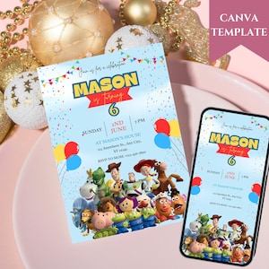 Editable Girl Toy Story Invitation Template, Toy Story Birthday Party, 3rd Digital Invitation, Kids Birthday Party, You&#39;ve Got a Friend Blue