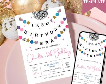Taylor Birthday Invitation, Editable TS Birthday Party Invite, In My Birthday Era, Era Party, Taylor Birthday Decor, Digital Printable