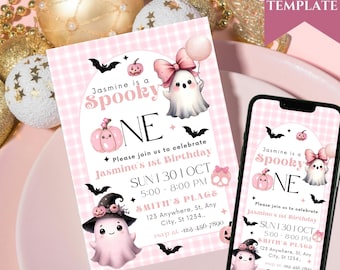 Spooky One Halloween Birthday Invitation Template (Editable)