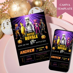 Fort Game Birthday Invitation, Editable Fort Game Party Invite, Printable Fortnight Invitation, Fort Nite Birthday Invite, Fort Nite Party