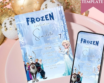 Frozen 3rd Birthday Invitation Frozen Invitation Princess Elsa Anna Party Invitation Girl Frozen Birthday Invite Theme EDITABLE Digital