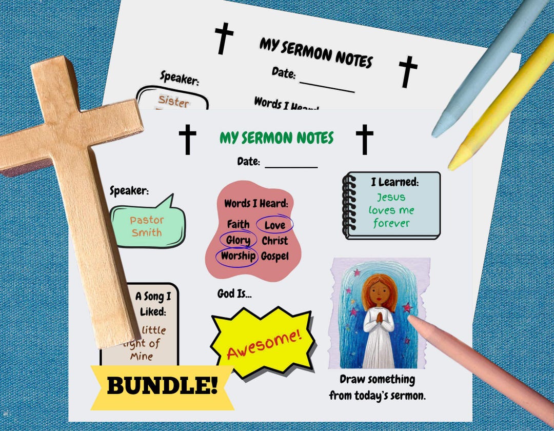 Kids Sermon Notes Bundle | Printable Children’s Church Worksheet ...
