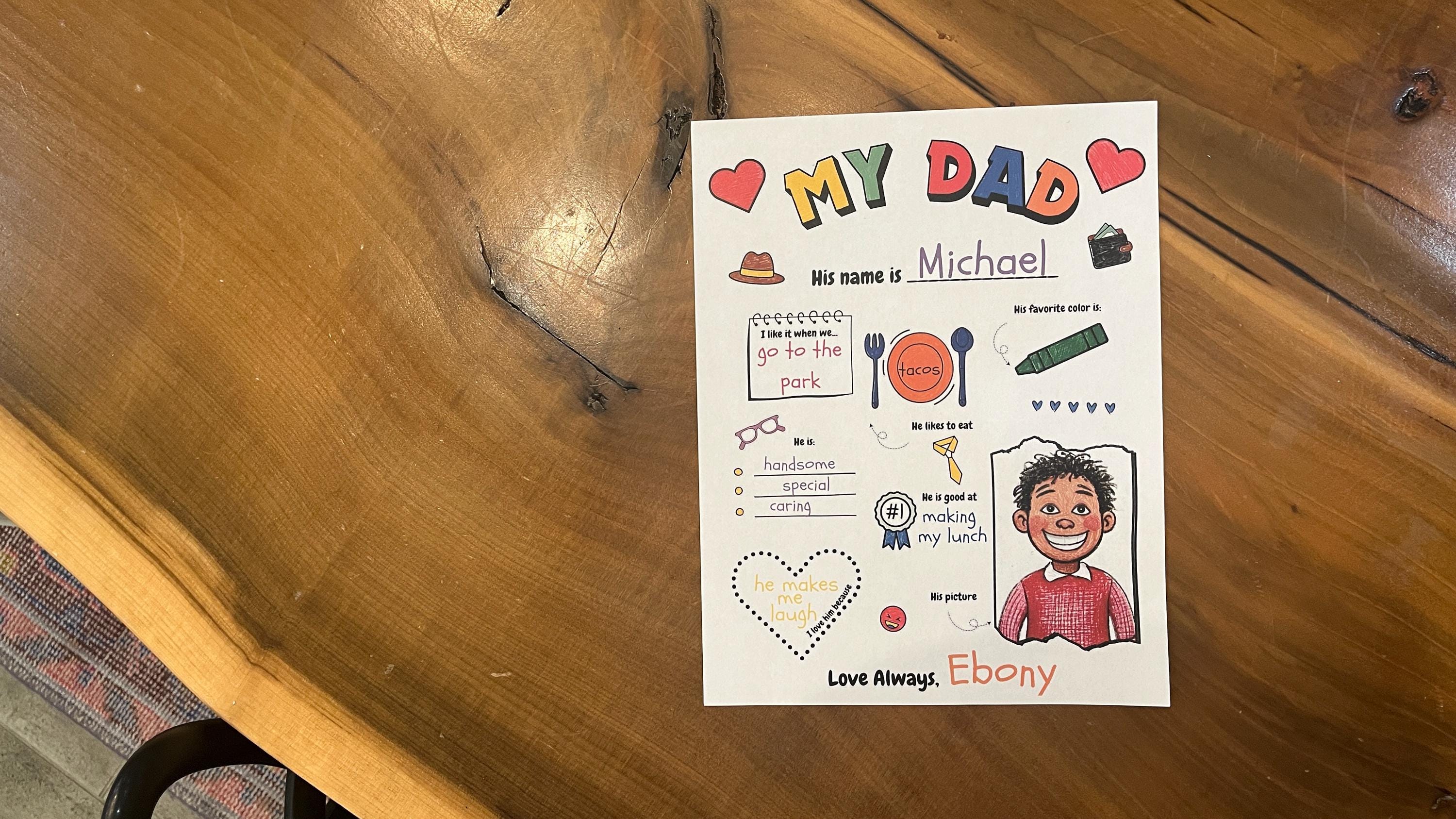Fathers Day Coloring Page, All About My Dad Printable Worksheet for ...