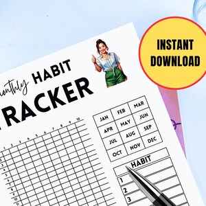 Monthly Habit Tracker, Track Daily Habits & Tasks for Goal Setters + Planners