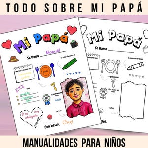 Todo Sobre Papá Coloring Page, Handmade Día del Padre gift for Dad, Printable Craft for Toddlers, Preschool, Kindergarten, Class Fun Day