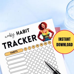 Weekly Habit Tracker Printable, Track Habits & Tasks, Log for Productivity + Goal Setting