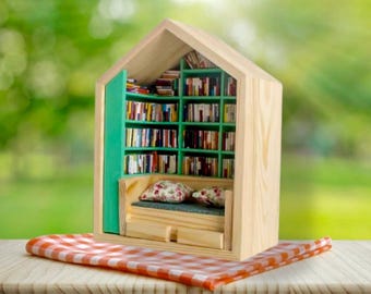 Libreria in miniatura anti-ansia: scatola regalo per una stanza rilassante