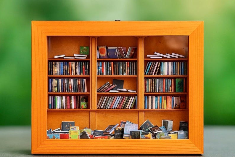 Anxiety Bookshelf shake away your Anxiety Book Lover Gift anxiolytic miniature model bookshelves. immagine 2