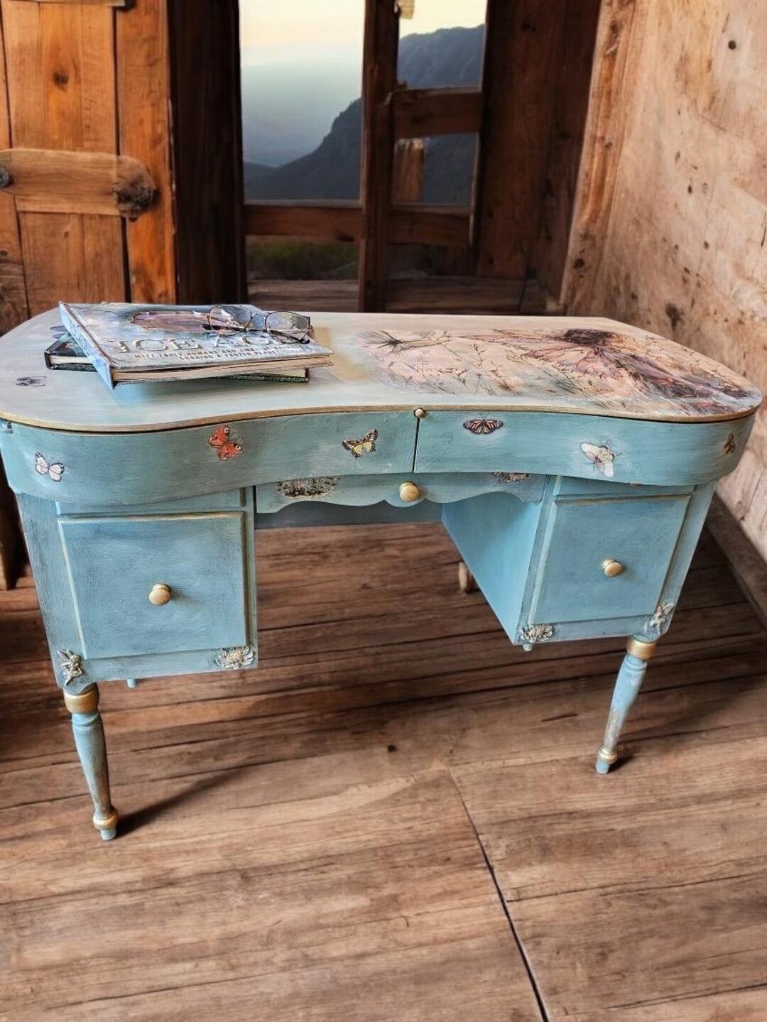 Hand Painted Vintage Vanity, Fairytale Desk, Enchanted Girls Painted ...