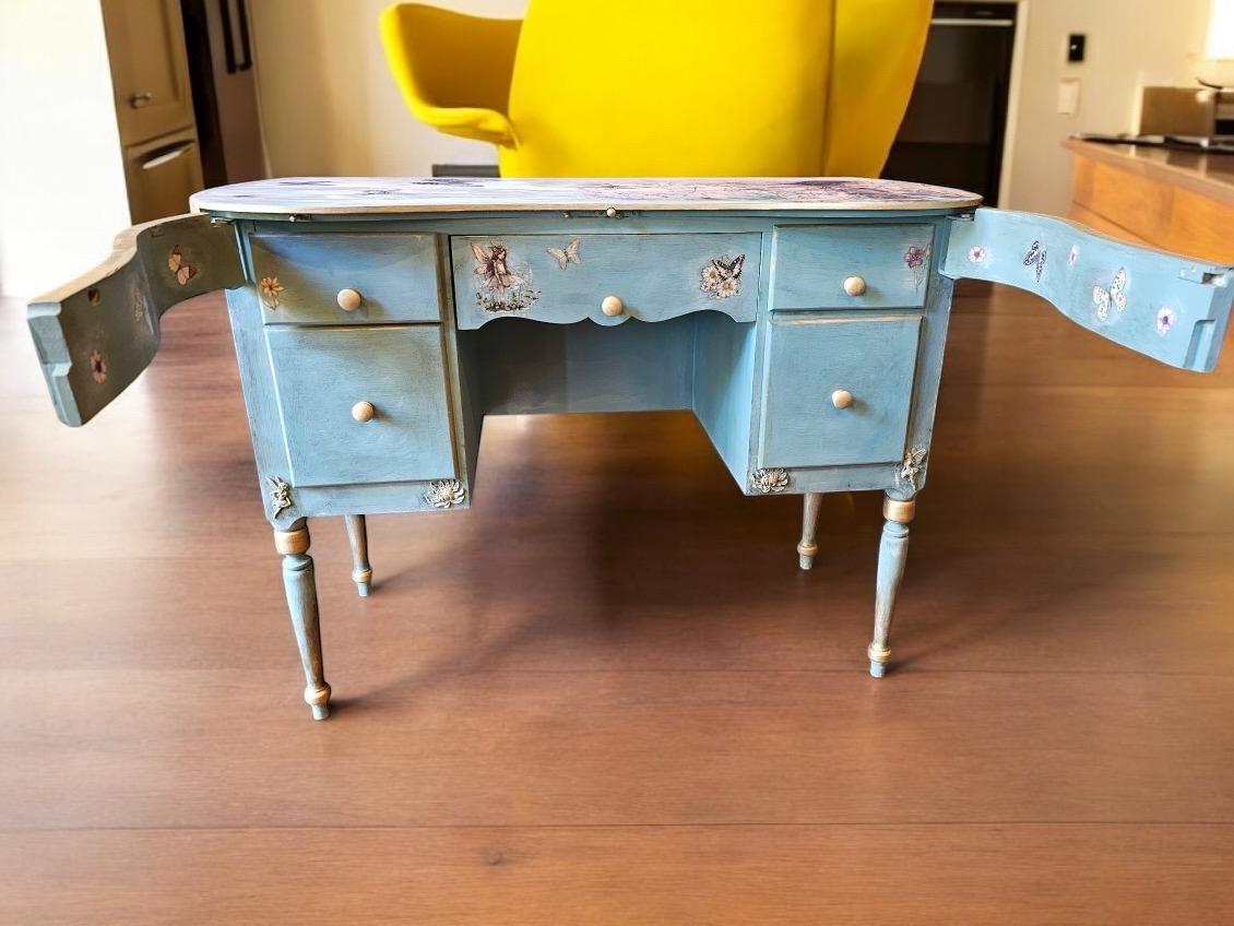Hand Painted Vintage Vanity, Fairytale Desk, Enchanted Girls Painted ...