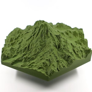 Mont Rainier – Carte topographique en relief 3D | Art de la chaîne des Cascades | Décoration murale du nord-ouest du Pacifique | Idée cadeau nature
