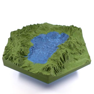 Lake Tahoe – Carte topographique en relief 3D | Modèle de terrain de la Sierra Nevada | Art mural inspiré de la nature | Cadeau extérieur unique