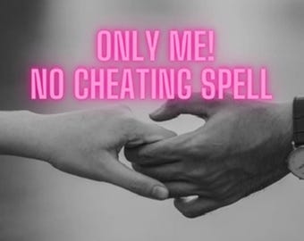 May include: A monochrome image showing two hands holding each other. Above the hands, the text "ONLY ME! NO CHEATING SPELL" is written in bright pink neon lettering.