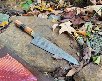 Cuchillo de chef personalizado de acero de Damasco, grabado para regalo