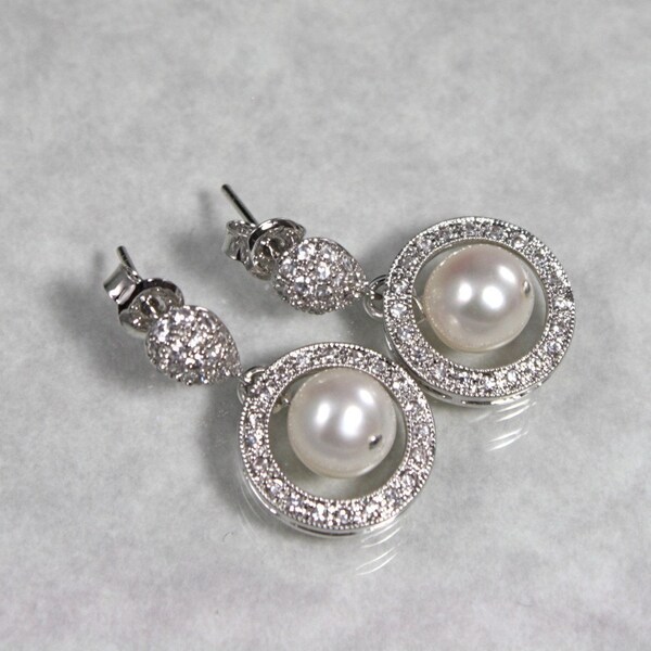 Pave Pearl Studs