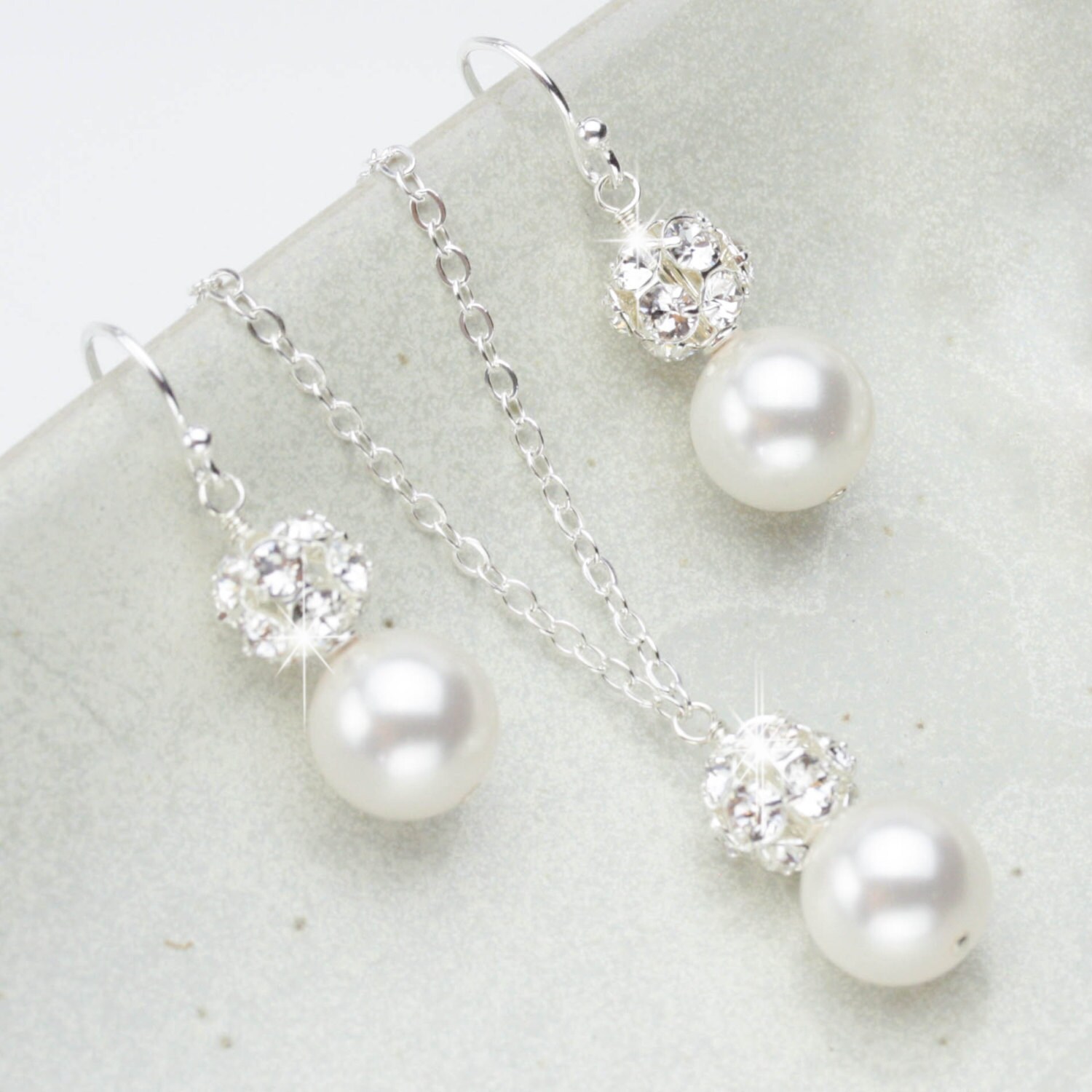 Pearl Jewelry Set Necklace and Earring Set Wedding jewelry Etsy
