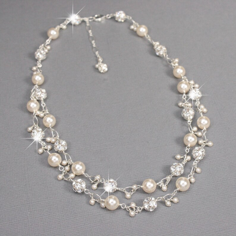pearl and rhinestone wedding necklace
