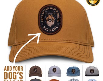 Sheltie Personalized Hat, Custom Dog Baseball Cap, Pet Portrait Gifts, Shetland Sheepdog