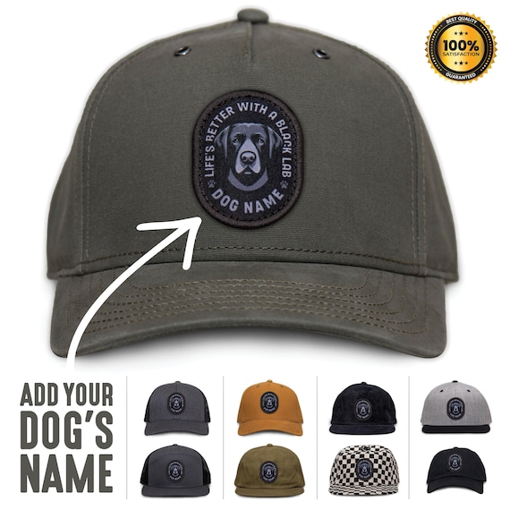 Black Lab Personalized Hat, Custom Dog Baseball Cap, Pet Portrait, Labrador Retriever Gifts