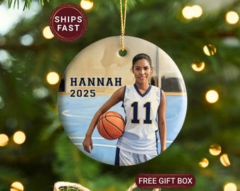 Personalized Basketball Ornament Girls Basketball Ornament Girl Basketball Christmas Ornament Basketball Girl Gift Basketball Photo Ornament