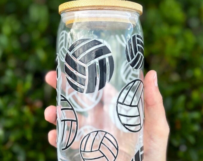 Sports Glass Cup, Athletic Drinkware, Game Day Tumbler, Custom Sports Design, Unique Gift for Fans, Durable Sports-Themed Cup, Everyday Use