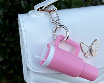 Mini Pink Tumbler Keychain, Cute Travel Accessory, Personalized Gift Idea, Small Reusable Cup Keyring, Unique Bag Charm, Portable Drinkware