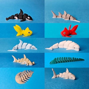 Animali marini articolati stampati in 3D: figure antistress